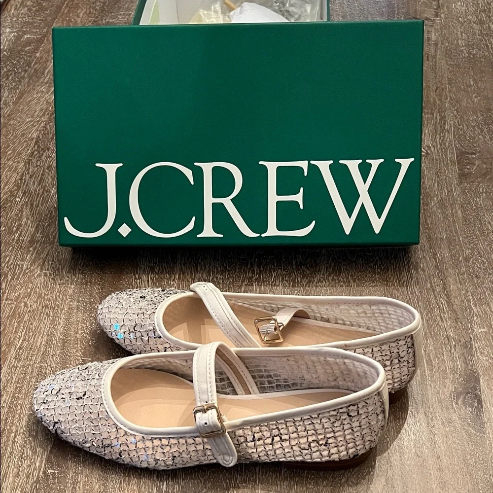 J. Crew Sequin Mary Jane Flats
